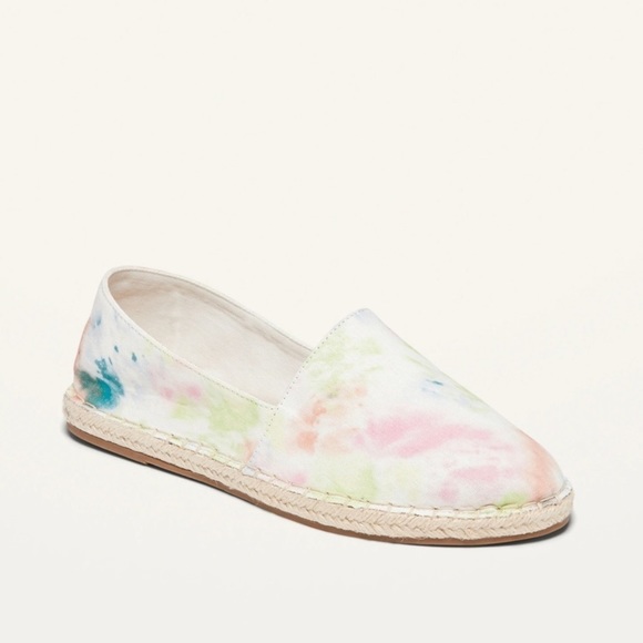 𝅺RAINBOW Tie-Dyed Canvas Espadrilles Flats Size 10 - Picture 1 of 4